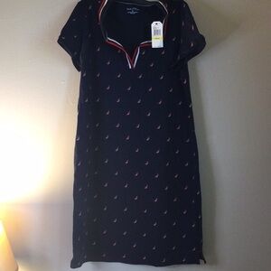 Nautica Navy Blue Midi Dress with Red and White Accents